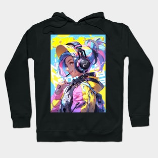 HEADPHONE GAL 3333 - NEOTOKIO3 100%ドPE / DREAM BIG | Anime Manga Kawaii Anime Girl Pop Art 3D | PROUD OTAKU Hoodie